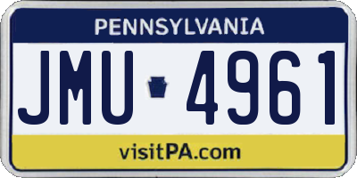 PA license plate JMU4961