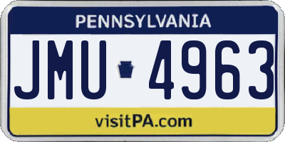 PA license plate JMU4963