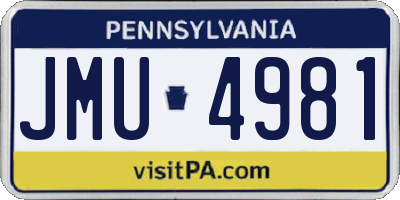 PA license plate JMU4981