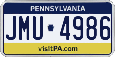 PA license plate JMU4986