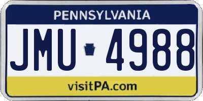 PA license plate JMU4988