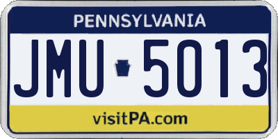 PA license plate JMU5013