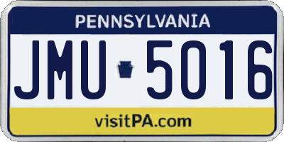 PA license plate JMU5016