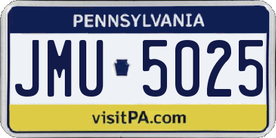 PA license plate JMU5025