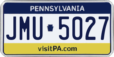 PA license plate JMU5027