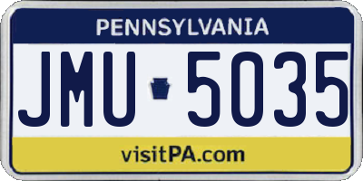 PA license plate JMU5035