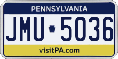 PA license plate JMU5036