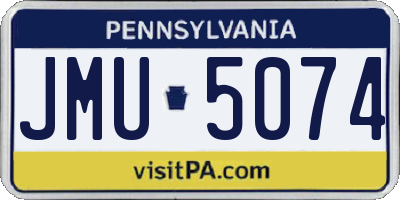 PA license plate JMU5074