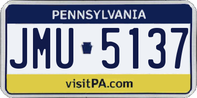PA license plate JMU5137