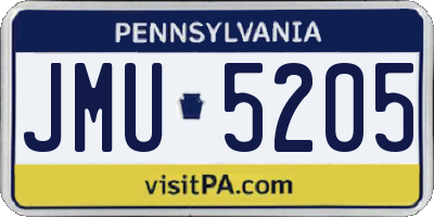 PA license plate JMU5205