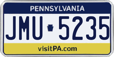 PA license plate JMU5235