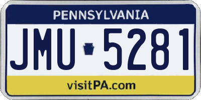 PA license plate JMU5281