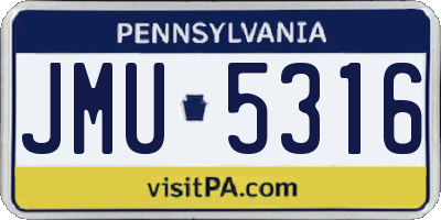 PA license plate JMU5316