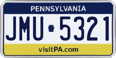 PA license plate JMU5321