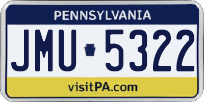 PA license plate JMU5322