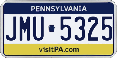 PA license plate JMU5325