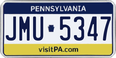 PA license plate JMU5347