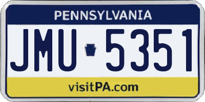 PA license plate JMU5351