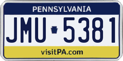 PA license plate JMU5381