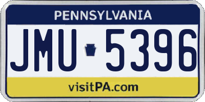 PA license plate JMU5396