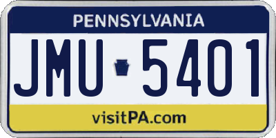PA license plate JMU5401