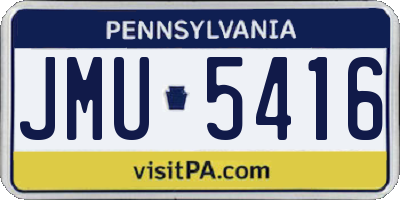 PA license plate JMU5416