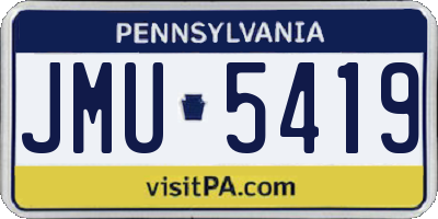 PA license plate JMU5419