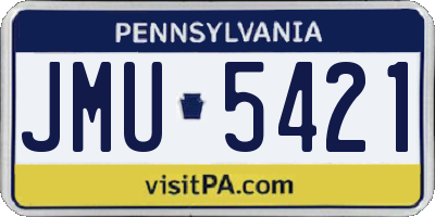 PA license plate JMU5421