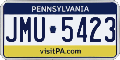 PA license plate JMU5423