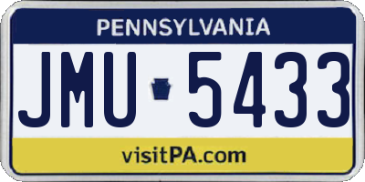 PA license plate JMU5433