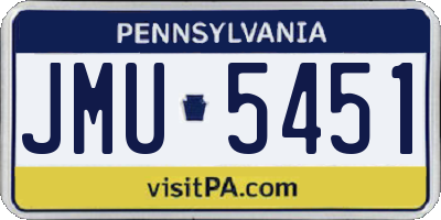 PA license plate JMU5451