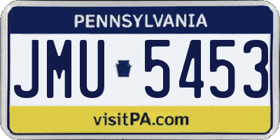 PA license plate JMU5453