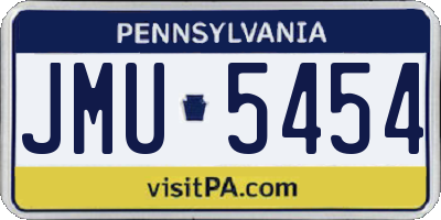 PA license plate JMU5454