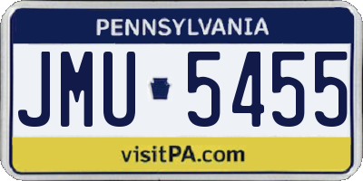 PA license plate JMU5455