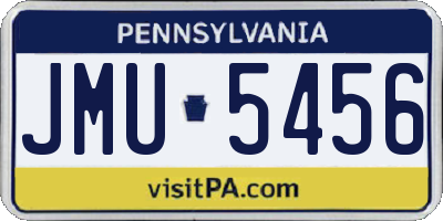 PA license plate JMU5456