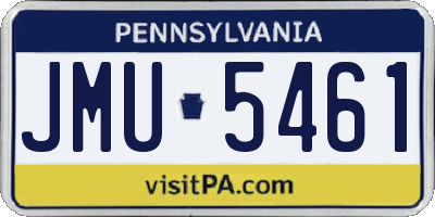 PA license plate JMU5461