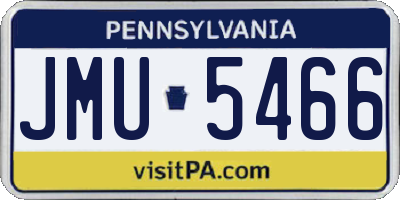PA license plate JMU5466