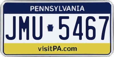 PA license plate JMU5467