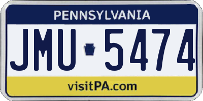 PA license plate JMU5474