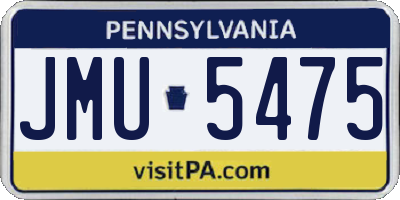 PA license plate JMU5475