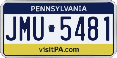 PA license plate JMU5481