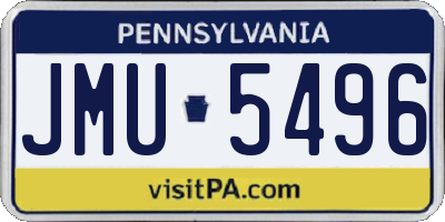 PA license plate JMU5496