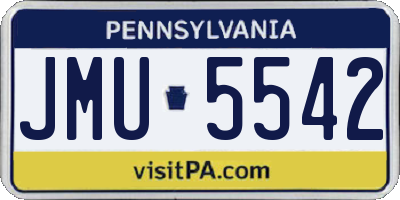 PA license plate JMU5542