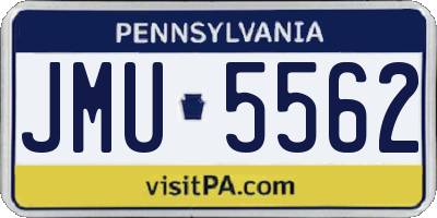 PA license plate JMU5562