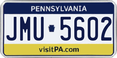PA license plate JMU5602