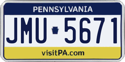 PA license plate JMU5671