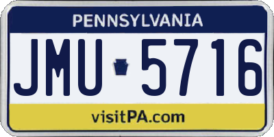 PA license plate JMU5716