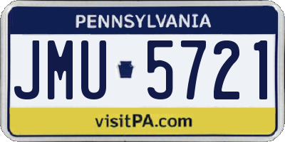 PA license plate JMU5721