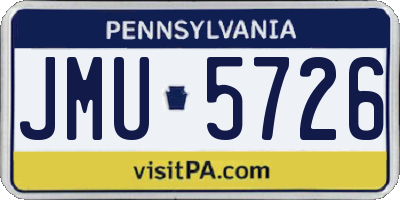PA license plate JMU5726