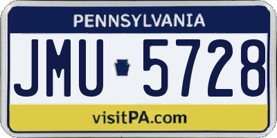 PA license plate JMU5728